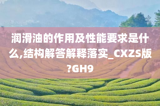 润滑油的作用及性能要求是什么,结构解答解释落实_CXZS版?GH9