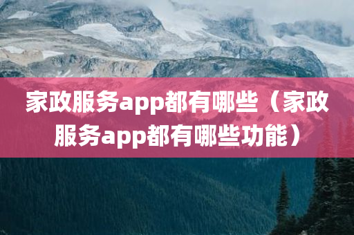 家政服务app都有哪些（家政服务app都有哪些功能）