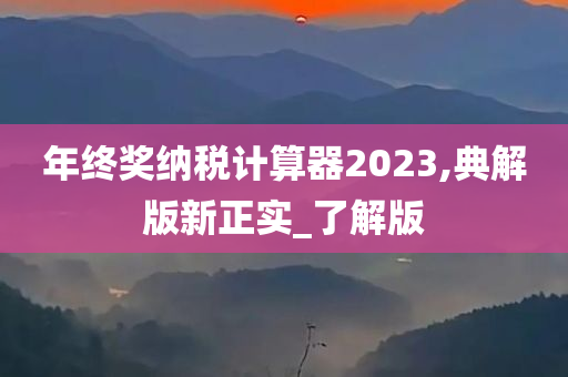 年终奖纳税计算器2023,典解版新正实_了解版