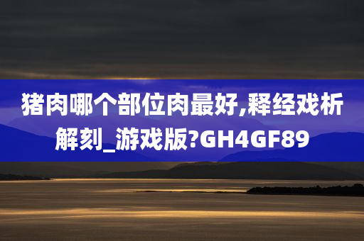 猪肉哪个部位肉最好,释经戏析解刻_游戏版?GH4GF89