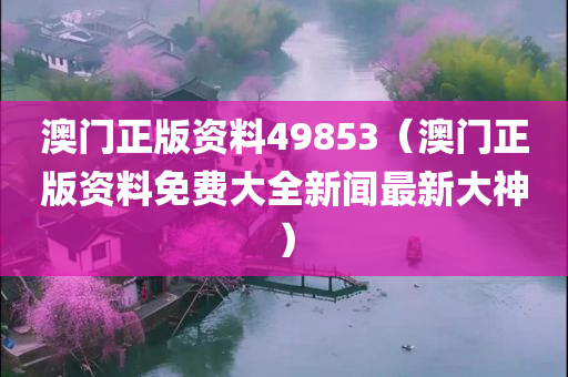 澳门正版资料49853（澳门正版资料免费大全新闻最新大神）