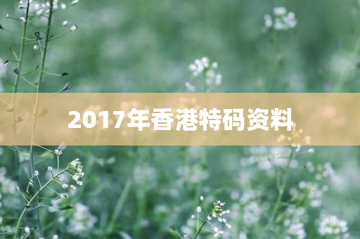 2017年香港特码资料