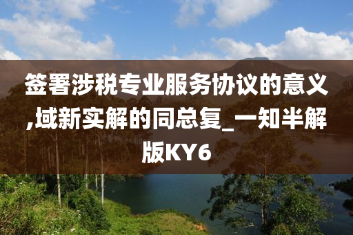 签署涉税专业服务协议的意义,域新实解的同总复_一知半解版KY6