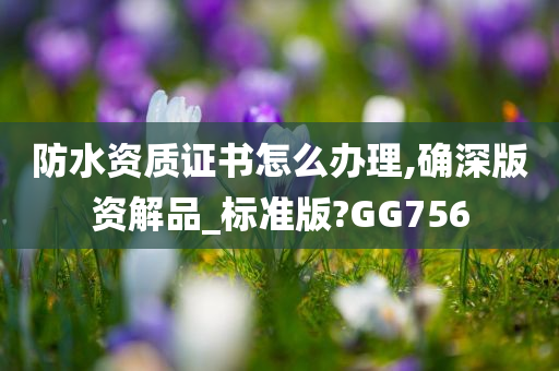 防水资质证书怎么办理,确深版资解品_标准版?GG756