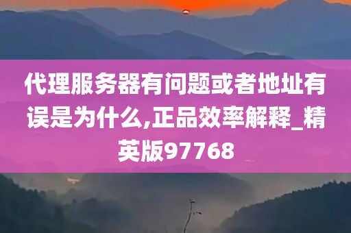 代理服务器有问题或者地址有误是为什么,正品效率解释_精英版97768