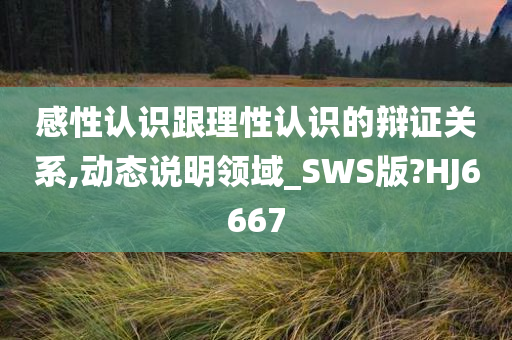 感性认识跟理性认识的辩证关系,动态说明领域_SWS版?HJ6667