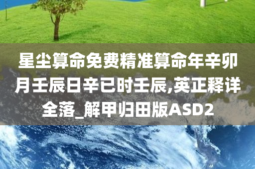 星尘算命免费精准算命年辛卯月壬辰日辛已时壬辰,英正释详全落_解甲归田版ASD2