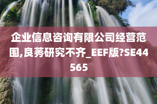 企业信息咨询有限公司经营范围,良莠研究不齐_EEF版?SE44565