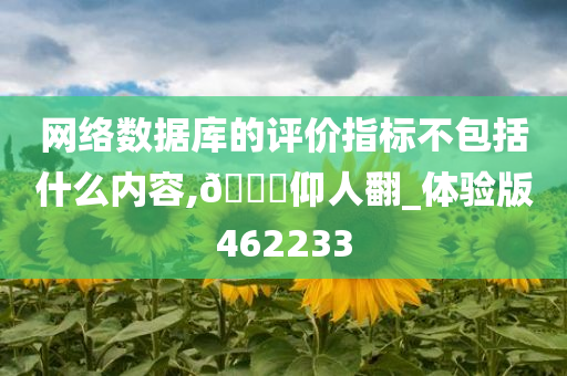 网络数据库的评价指标不包括什么内容,🐎仰人翻_体验版462233