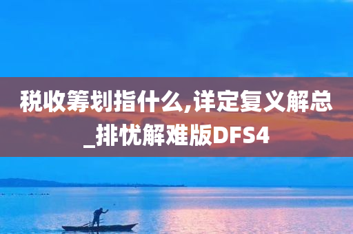 税收筹划指什么,详定复义解总_排忧解难版DFS4