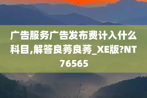 广告服务广告发布费计入什么科目,解答良莠良莠_XE版?NT76565