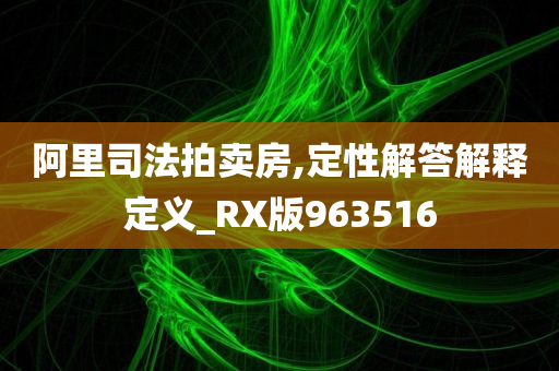 阿里司法拍卖房,定性解答解释定义_RX版963516