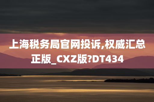 上海税务局官网投诉,权威汇总正版_CXZ版?DT434