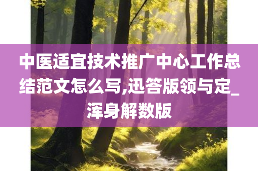 中医适宜技术推广中心工作总结范文怎么写,迅答版领与定_浑身解数版