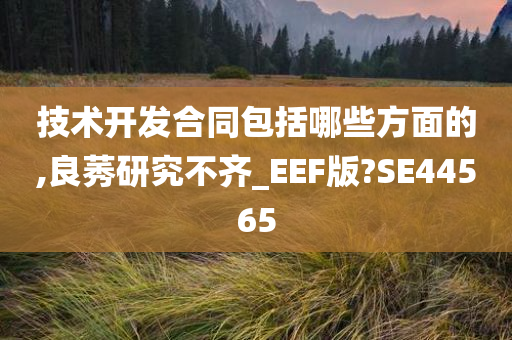 技术开发合同包括哪些方面的,良莠研究不齐_EEF版?SE44565