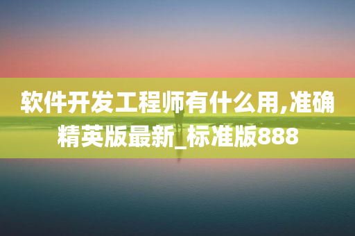 软件开发工程师有什么用,准确精英版最新_标准版888