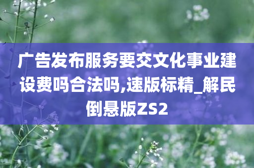 广告发布服务要交文化事业建设费吗合法吗,速版标精_解民倒悬版ZS2