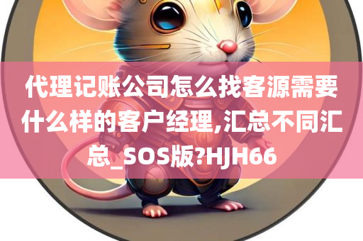 代理记账公司怎么找客源需要什么样的客户经理,汇总不同汇总_SOS版?HJH66