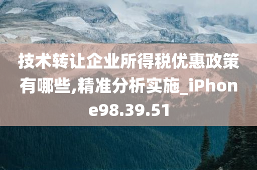 技术转让企业所得税优惠政策有哪些,精准分析实施_iPhone98.39.51