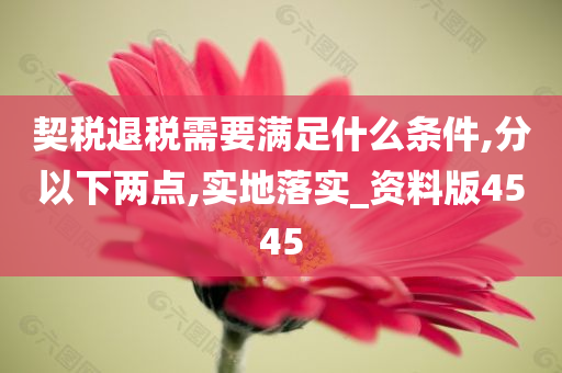 契税退税需要满足什么条件,分以下两点,实地落实_资料版4545