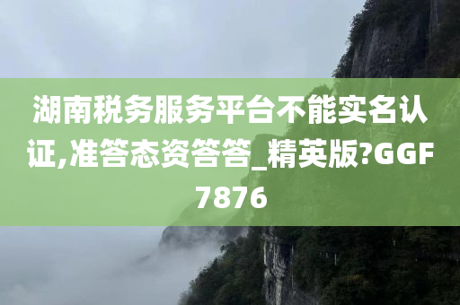 湖南税务服务平台不能实名认证,准答态资答答_精英版?GGF7876