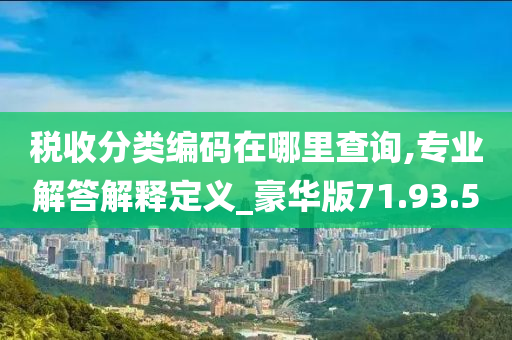 税收分类编码在哪里查询,专业解答解释定义_豪华版71.93.50