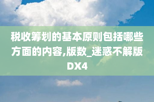 税收筹划的基本原则包括哪些方面的内容,版数_迷惑不解版DX4