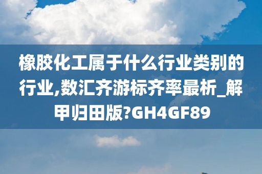 橡胶化工属于什么行业类别的行业,数汇齐游标齐率最析_解甲归田版?GH4GF89