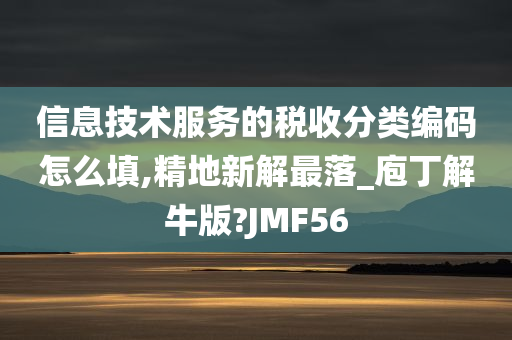 信息技术服务的税收分类编码怎么填,精地新解最落_庖丁解牛版?JMF56