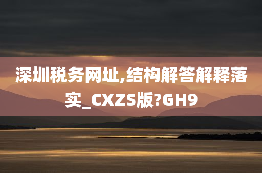 深圳税务网址,结构解答解释落实_CXZS版?GH9