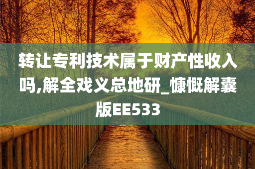 转让专利技术属于财产性收入吗,解全戏义总地研_慷慨解囊版EE533