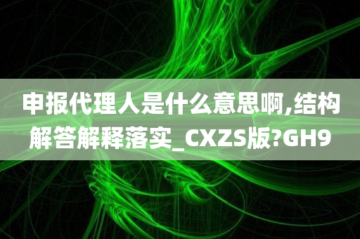 申报代理人是什么意思啊,结构解答解释落实_CXZS版?GH9